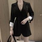 Striped Long-sleeve Blazer Dress
