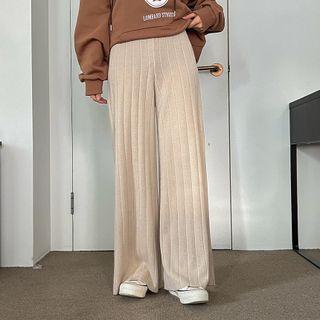 Wide-leg Rib-knit Pants