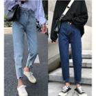Buttoned Cuff Cropped Jeans