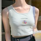 Fruit Embroidered Crop Tank Top
