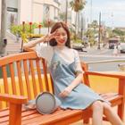 Spaghetti-strap Embroidered Denim Dress