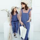 Family Matching Long-sleeve Striped Knit Top / Dungaree / Set