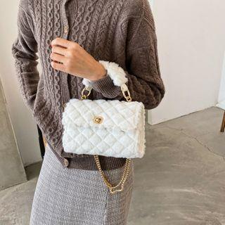 Chain Furry Top Handle Crossbody Bag