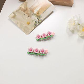 Flower Plastic Hair Clip Tulip - Pink - One Size