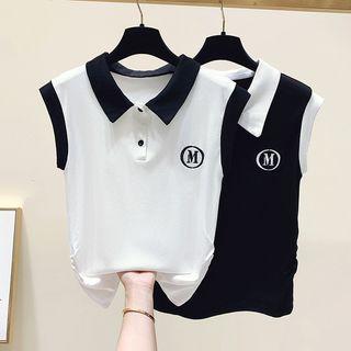 Sleeveless Two-tone Polo Shirt