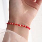 925 Sterling Silver Woven Bracelet Red - One Size