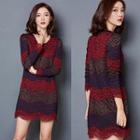 Fleece-lined Lace Long-sleeve Dress