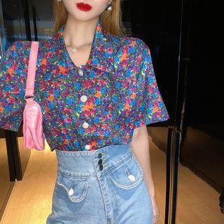 Floral Print Short-sleeve Shirt As Figure - One Size