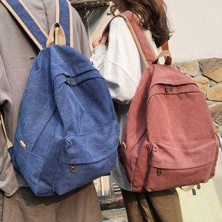 Contrast Trim Canvas Zip Backpack