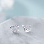 Pig Stud Earring 1 Pair - E133 - Silver - One Size