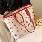 Cherry Print Tote Bag Wine Red - One Size