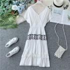 Tassel-detail V-neck Embroidered Dress
