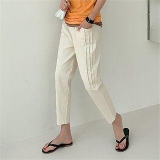 Pintuck Tapered Cotton Pants