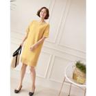 Short-sleeve Openwork Shift Dress