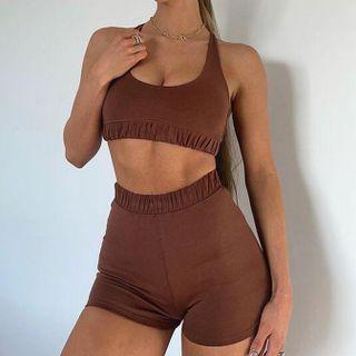 Set: Sports Crop Tank Top + Shorts