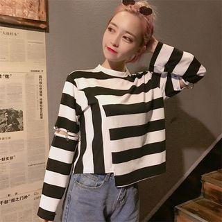 Ring Detail Striped Long-sleeve T-shirt