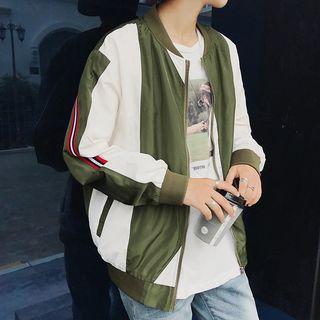 Color Block Zip Baseball Jacket