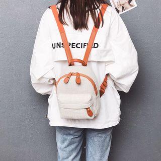 Contrast Trim Linen Backpack
