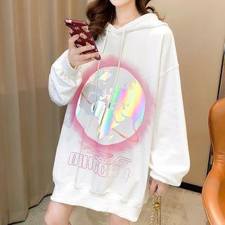 Planet Print Oversize Hoodie