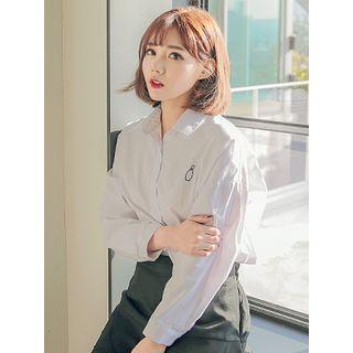 Drop-shoulder Embroidered Detail Shirt