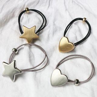 Brushed Metal Star / Heart Hair Tie