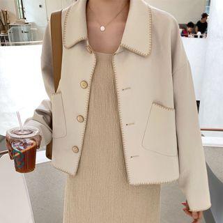 Contrast Stitching Single-breasted Coat