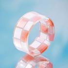 Checker Resin Open Ring White & Tangerine Pink - One Size