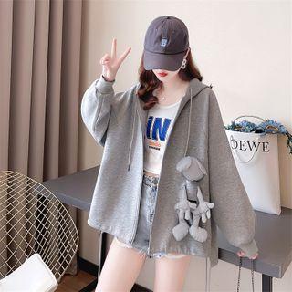 Doll Applique Zip-up Hoodie