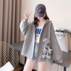 Doll Applique Zip-up Hoodie