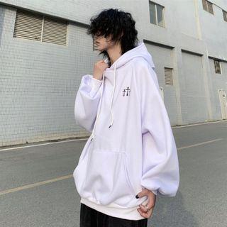 Lettering Cross Print Hoodie