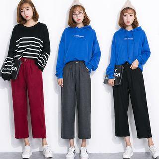 Plain Woolen Wide Leg Pants