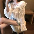Frill-trim Blouse White - One Size