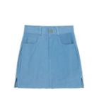 Slit A-line Mini Corduroy Skirt