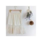 Band-waist Lace-hem A-line Skirt