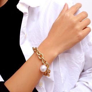 Faux Pearl Chunky Chain Bracelet