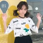 Embroidered Lace Elbow-sleeve T-shirt