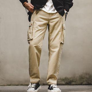 Pocket Detail Cargo Straight-leg Pants