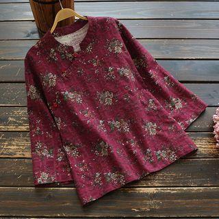 Traditional Chinese Long-sleeve Floral Print Top