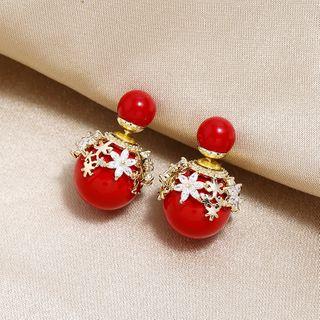 Bead Earring 1 Pair - Red - One Size