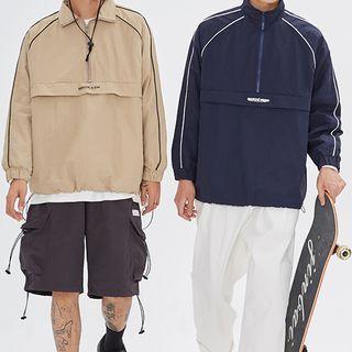 Contrast Trim Half-zip Jacket