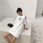 Embroidered Colorblock T-shirt Dress