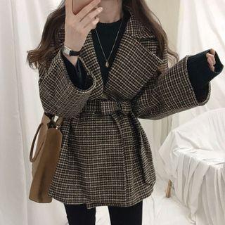 Notch Panel Houndstooth Jacket