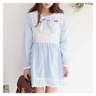 Detachable-ribbon Contrast-trim Empire Dress