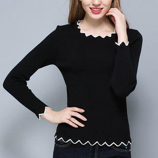 Contrast Trim Knit Pullover