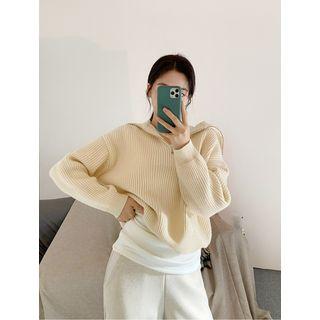 Woolen Ribbed Anorak Sweater