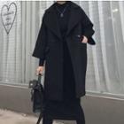 3/4-sleeve Double-breasted Woolen Coat