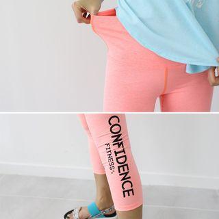 Letter Print Cropped Sports Leggings