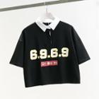 Collared Lettering Short-sleeve T-shirt