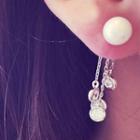 Faux-pearl Rhinestone Dangle Earrings