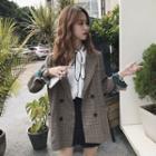 Lapel Collar Double-buttoned Plaid Blazer As Shown In Figure - One Size